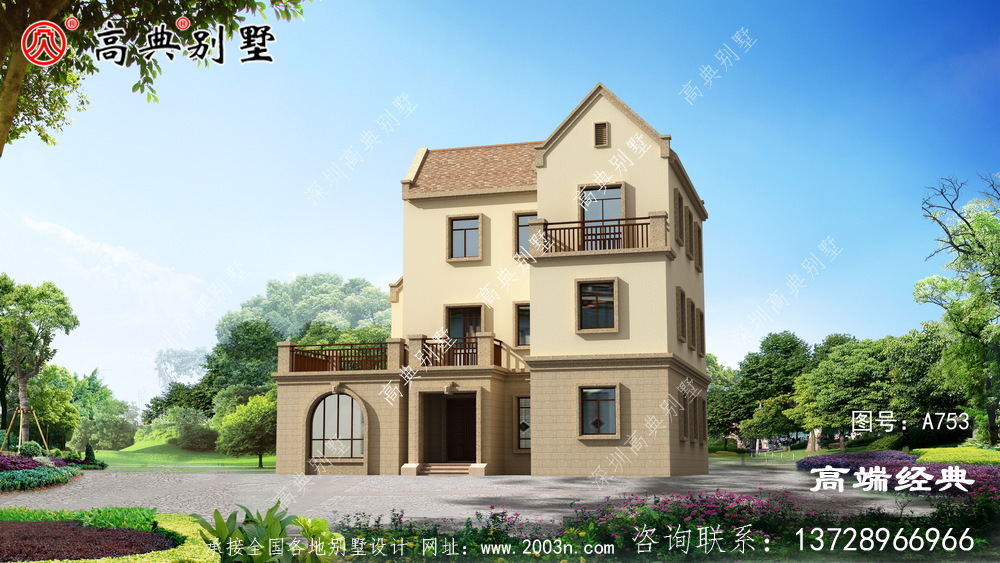 井岡山市歐式風格新款三層小別墅設計圖