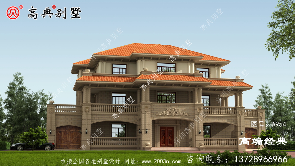 大同市歐式三層別墅設計圖以及戶型圖