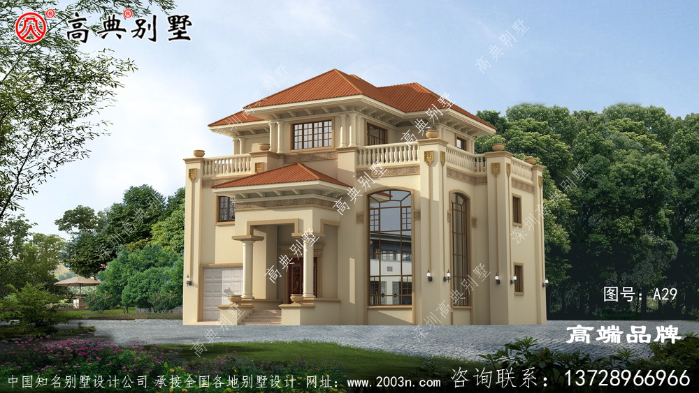 農(nóng)村二層房的設計圖突出了歐式的浪漫風情