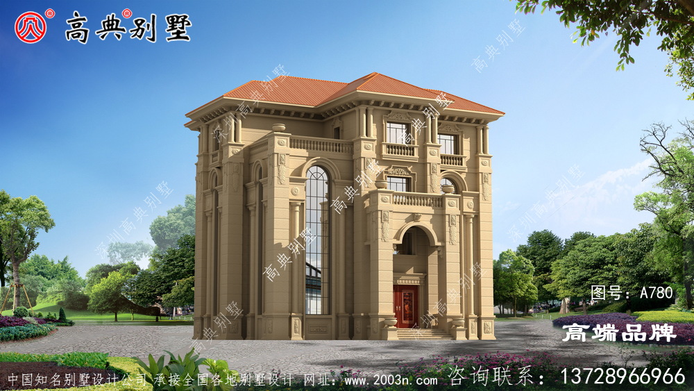 多功能于一體的法式四層別墅外觀圖