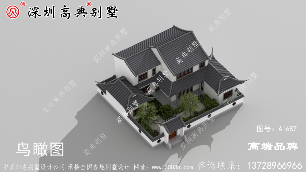 傳統(tǒng)中式風(fēng)格別墅設(shè)計(jì)圖，帶后院