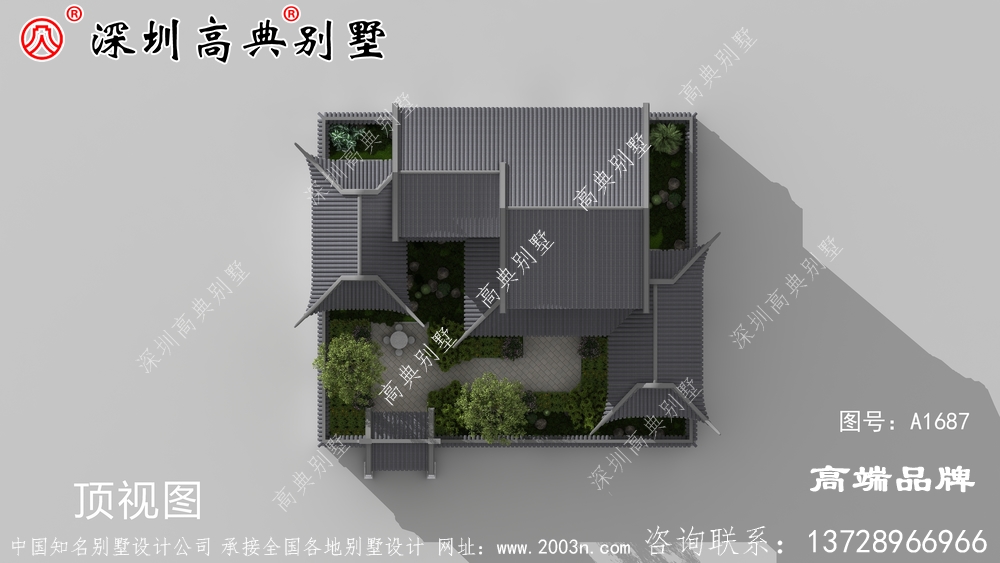 傳統(tǒng)中式風(fēng)格別墅設(shè)計(jì)圖，帶后院