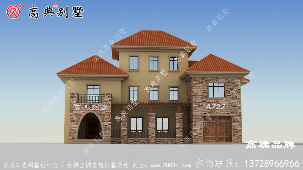 顏色和諧別墅整體簡約,窗戶形狀變化穩(wěn)定靈活