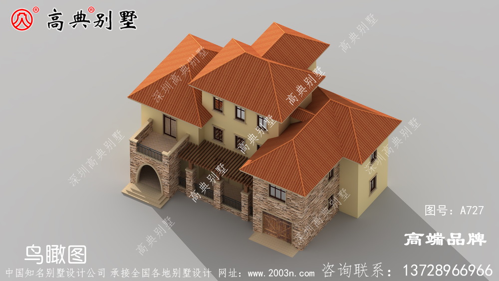 顏色和諧別墅整體簡約,窗戶形狀變化穩(wěn)定靈活