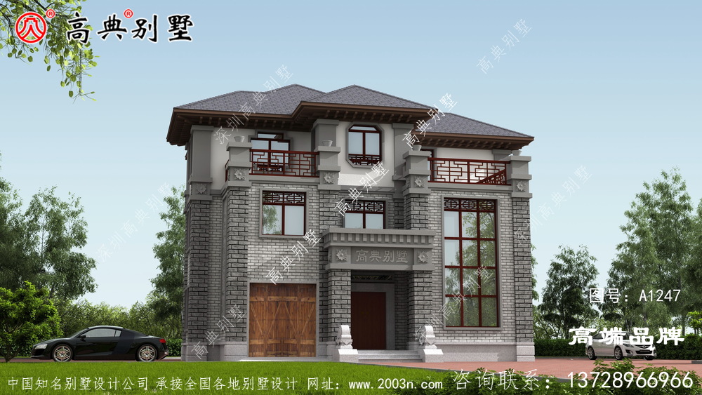 三層中式別墅，戶型方正實用帶車庫，還不快安排？